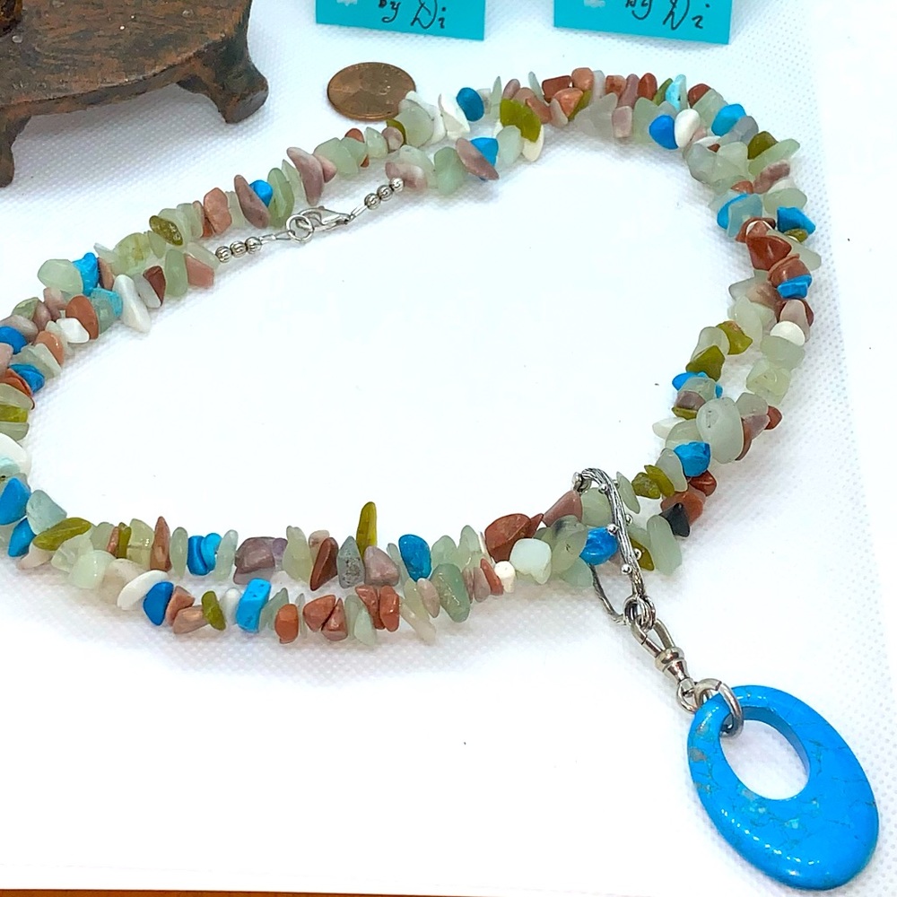Handcrafted “Tucson 2-Way” Multi Southwest Colors & 925 Necklace & Earring Set